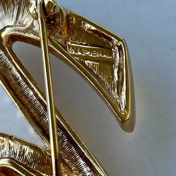 Napier Gold Tone Rhinestone Zig Zag Pin - Picture 3 of 5